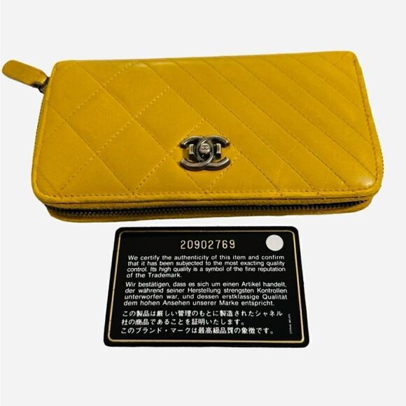 CHANEL Yellow Quilted Wristlet - Picture 8 of 16